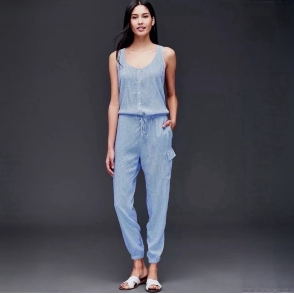 Gap Blue Pocketed Jogger Jumpsuit
